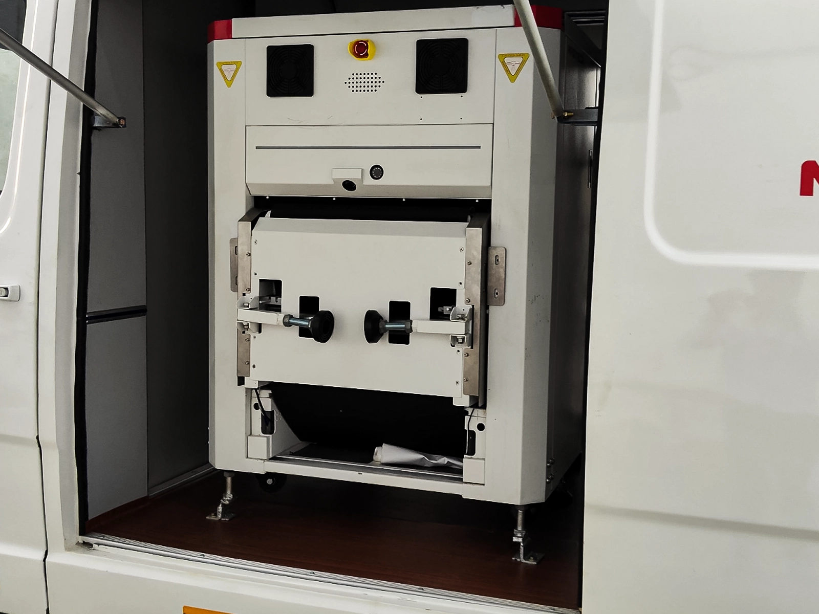 Mobile X-ray baggage scanner deployed in security operation